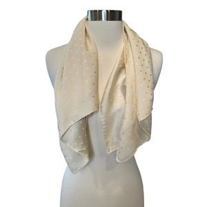 Saks Fifth Avenue Silk Scarf Womens Wrap Polka Dot Lightweight Beige Classic